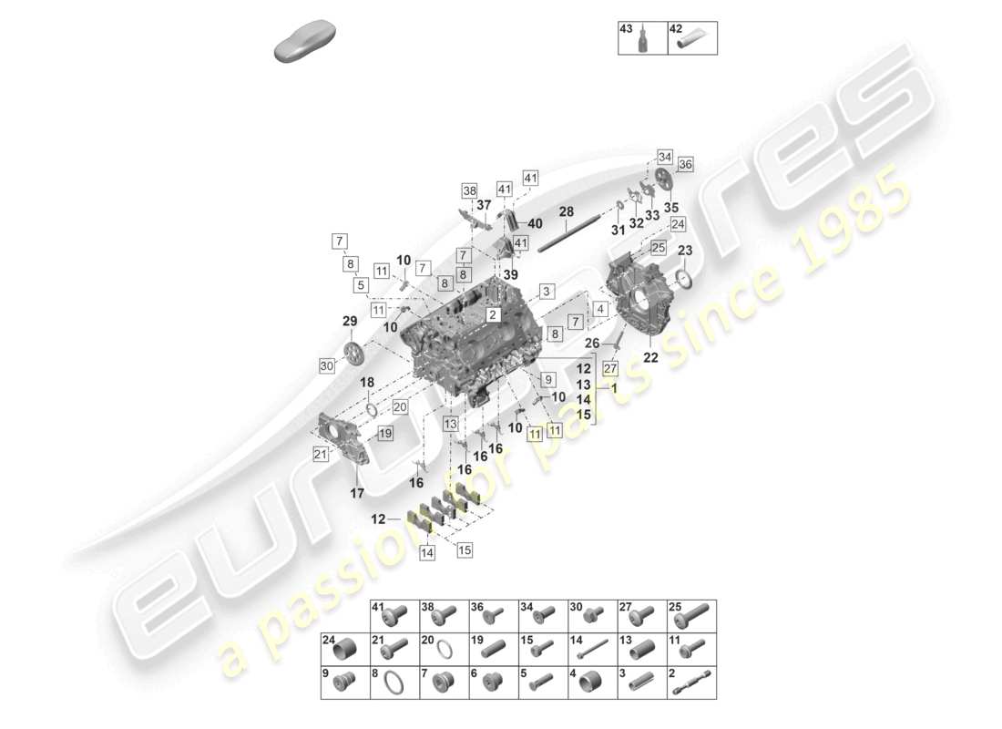 porsche 2022 (panamera 971-2) carcasa del cárter piezas individuales diagrama de piezas