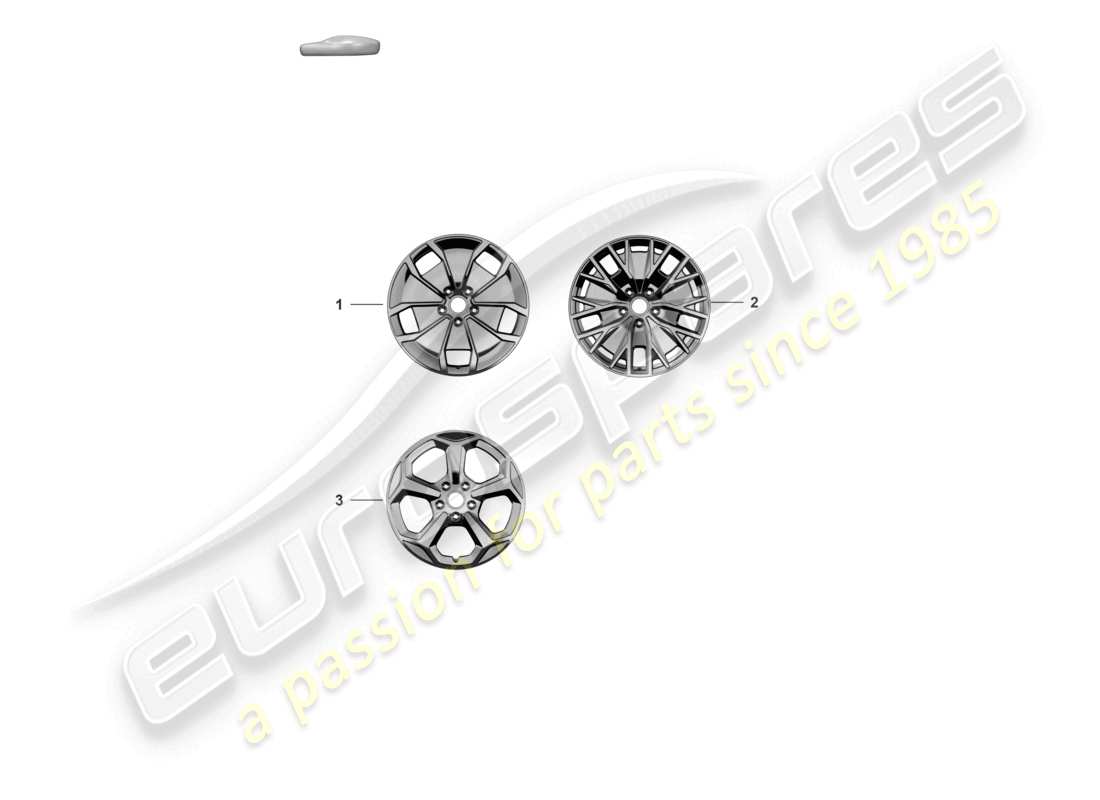 porsche 2021 (taycan 9j1-1) diagrama de piezas de la rueda de aleación 20