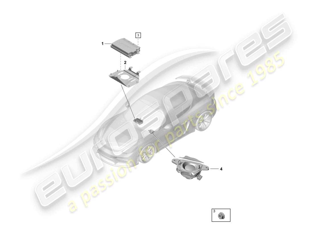 porsche 2021 (718 cayman gt4) diagrama de piezas de amplificadores