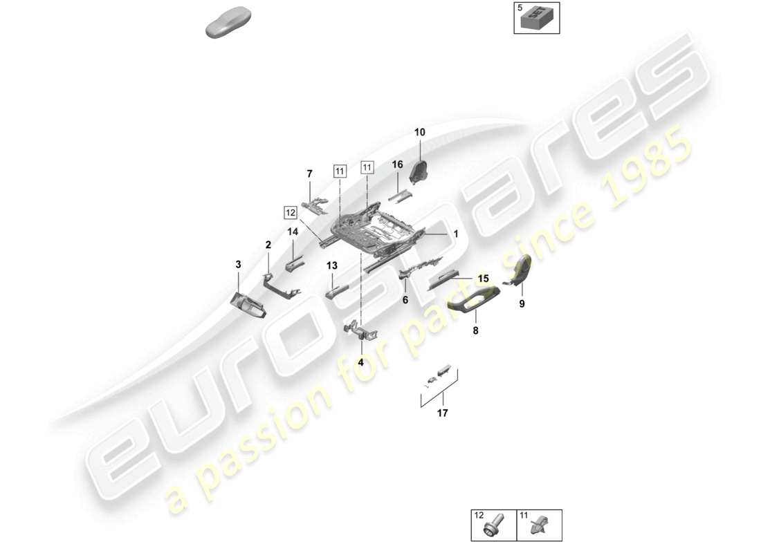 porsche 2026 (taycan 9j1-2) bastidor del asiento accesorios varios asiento estándar diagrama de piezas