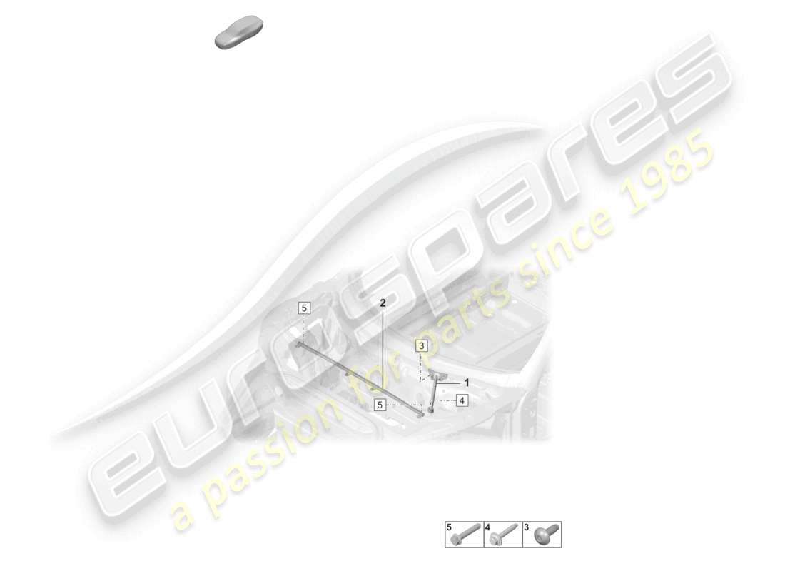 porsche 2022 (992-1 gt3/rs/st) puntal de cúpula extremo delantero diagrama de piezas