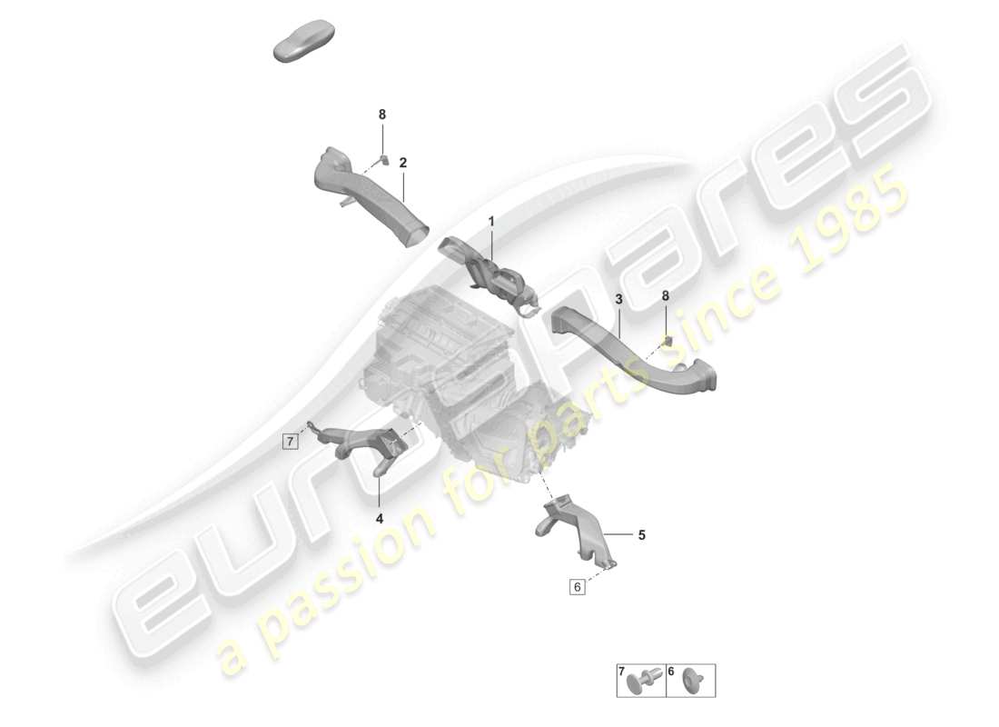 porsche 2021 (992-1 gt3/rs/st) diagrama de piezas de la guía del aire interior del aire acondicionado