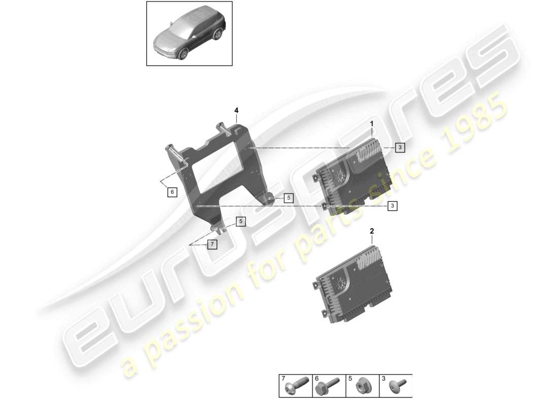 porsche 2023 (cayenne e3 9ya/9yb) amplificadores diagrama de piezas