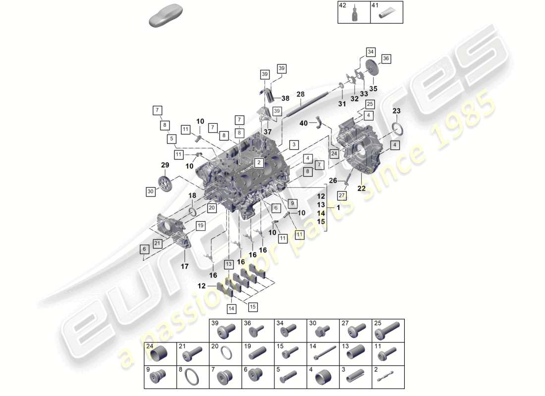 porsche 2026 (cayenne e3 pa) carcasa del cárter piezas individuales diagrama de piezas
