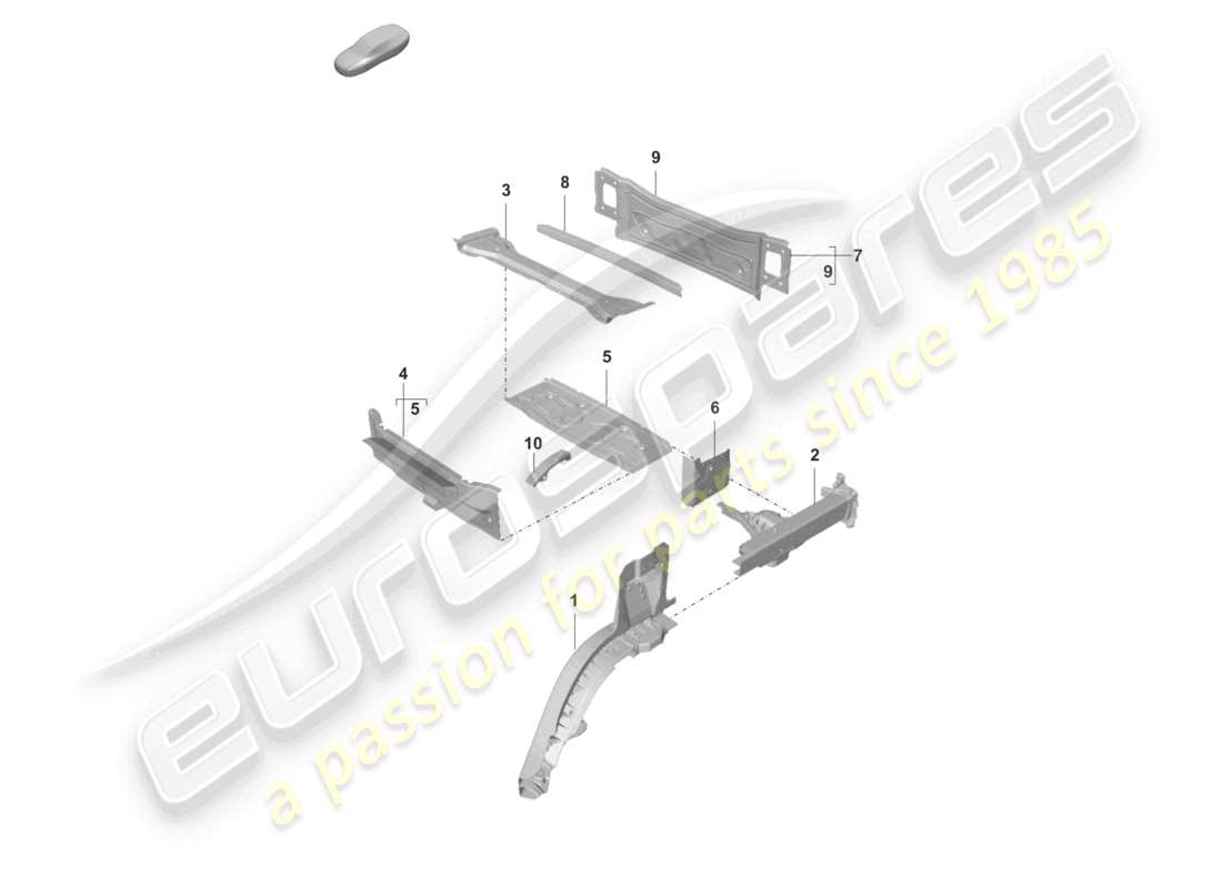porsche 2022 (taycan 9j1-1) parte trasera larguero piezas individuales diagrama de piezas