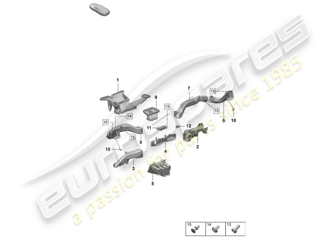 porsche 2025 (macan-e) tablero de instrumentos con guía de aire consola central diagrama de piezas