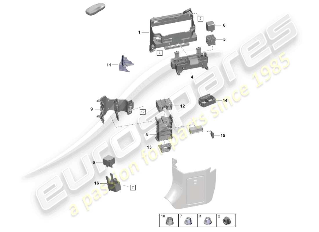 porsche 2021 (718 cayman gt4) diagrama de piezas del tablero de control eléctrico central