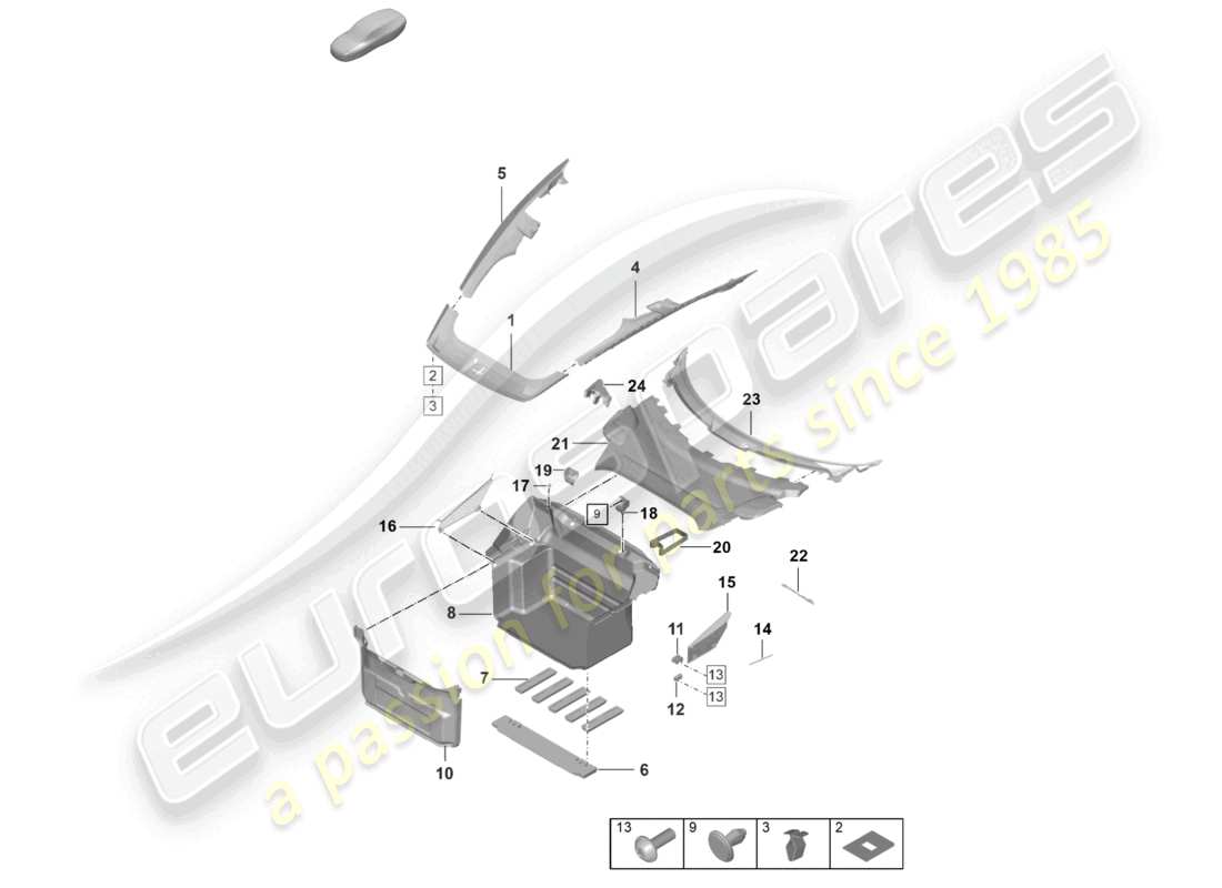porsche 2026 (992-2 turbo / s) diagrama de piezas del guarnecido del compartimento de equipaje