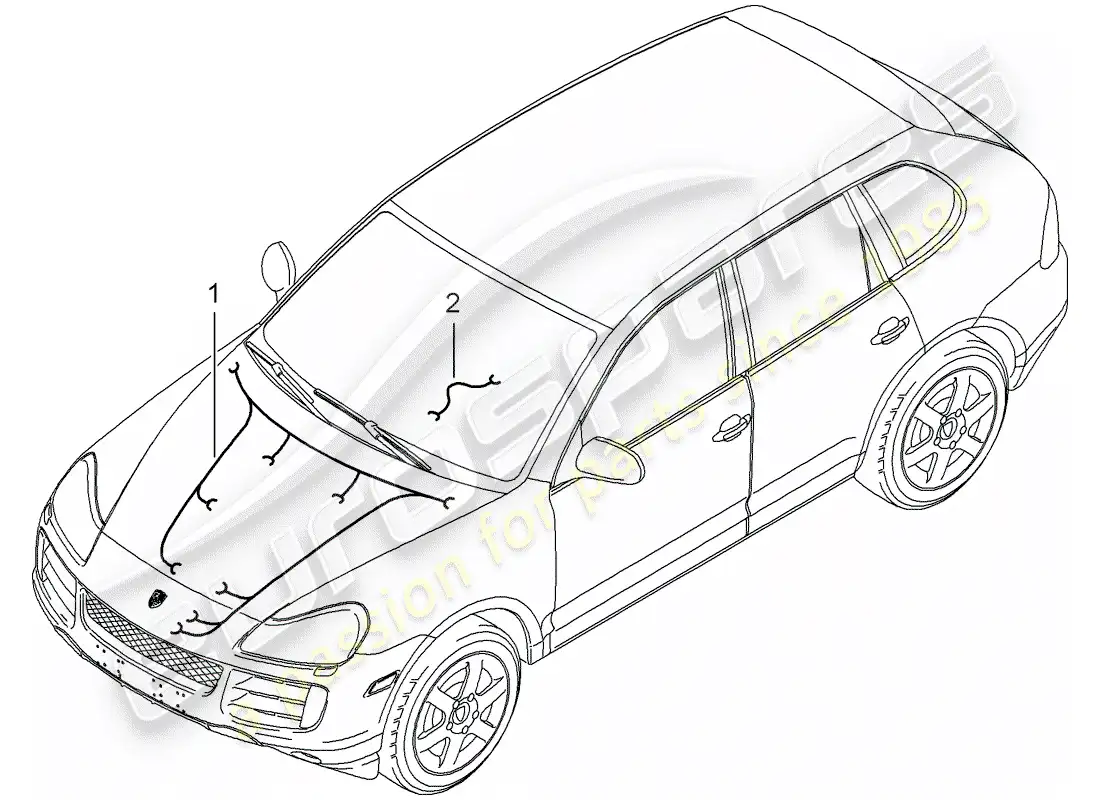 porsche 2007 (cayenne e1 9pa) cableando arneses diagrama de piezas