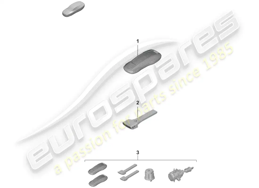 porsche 2019 (992-1) transmisor de mano diagrama de piezas