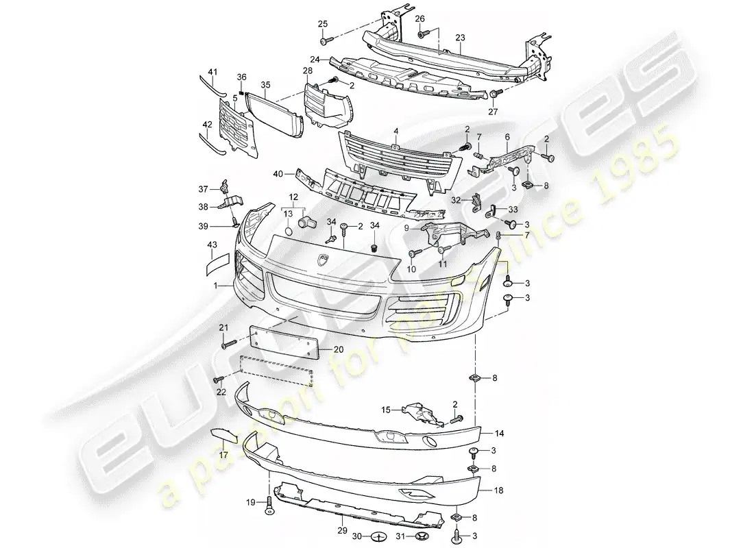 porsche 2010 (cayenne e1 9pa) recubrimiento diagrama de piezas