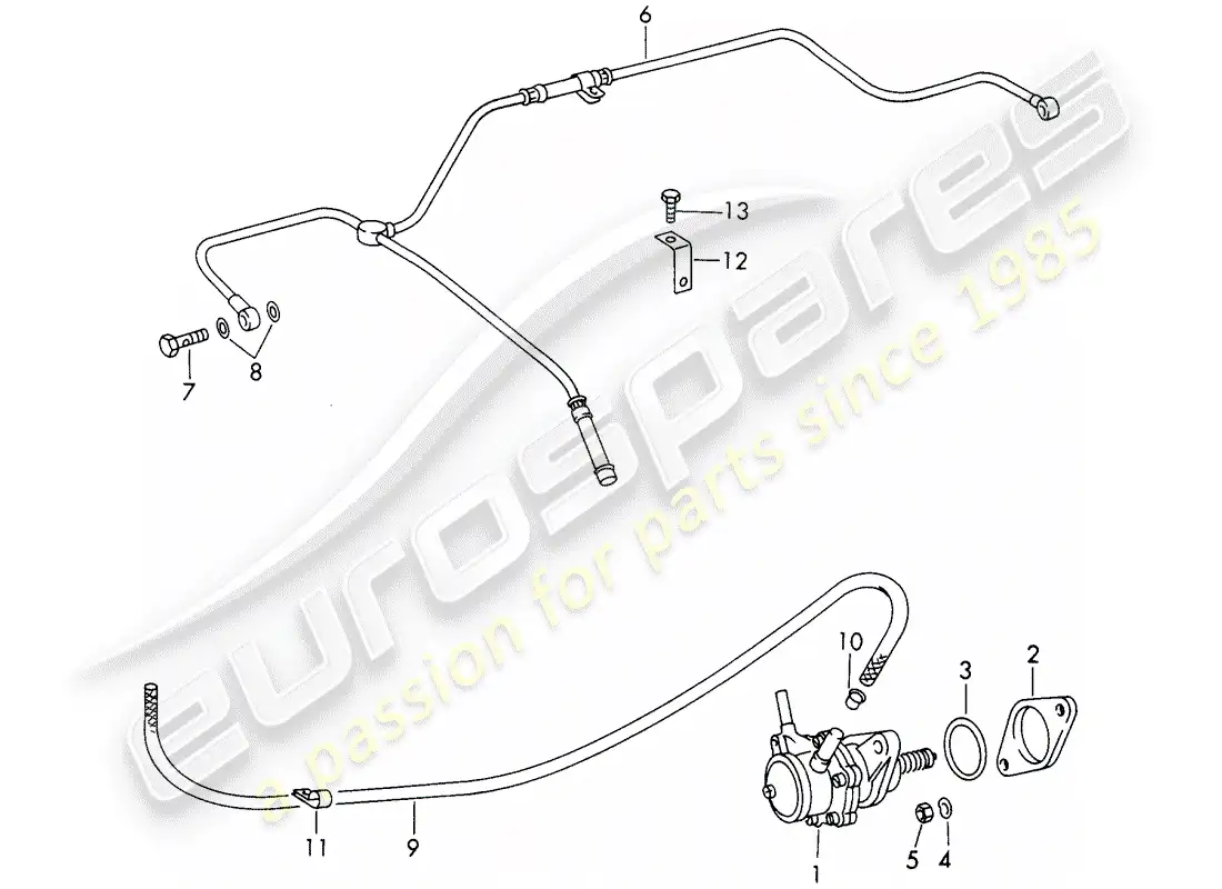 porsche 1968 (911/912) bomba de combustible diagrama de piezas
