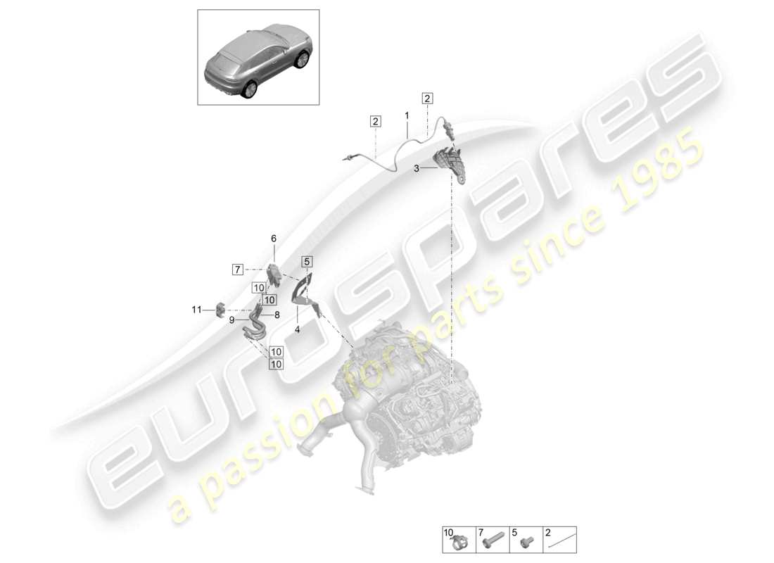 porsche 2023 (macan) sensor de diferencia de presión sensor de temperatura de los gases de escape para vehículos con filtro de partículas de gasolina diagrama de piezas