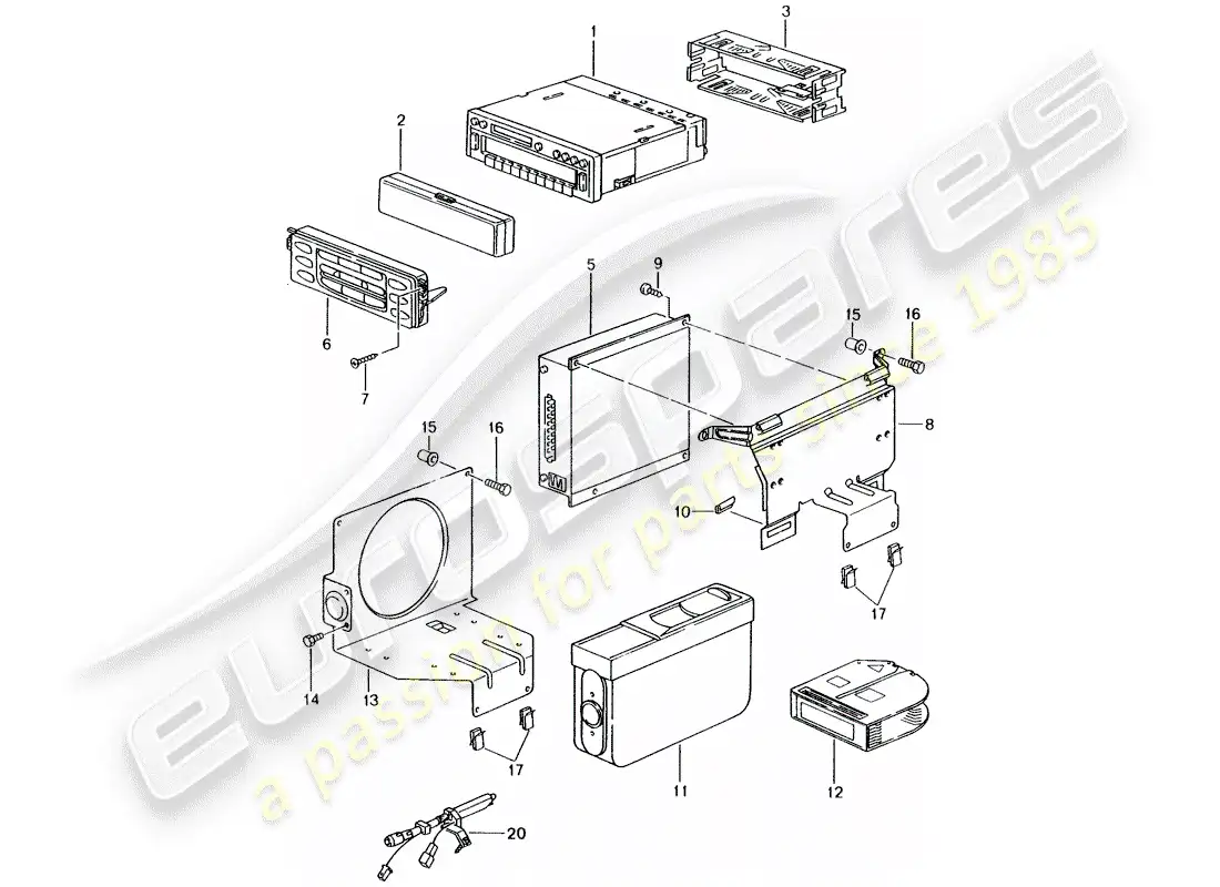 porsche 1999 (986 boxster) unidad de radio - amplificador - d >> - mj 2002 diagrama de piezas