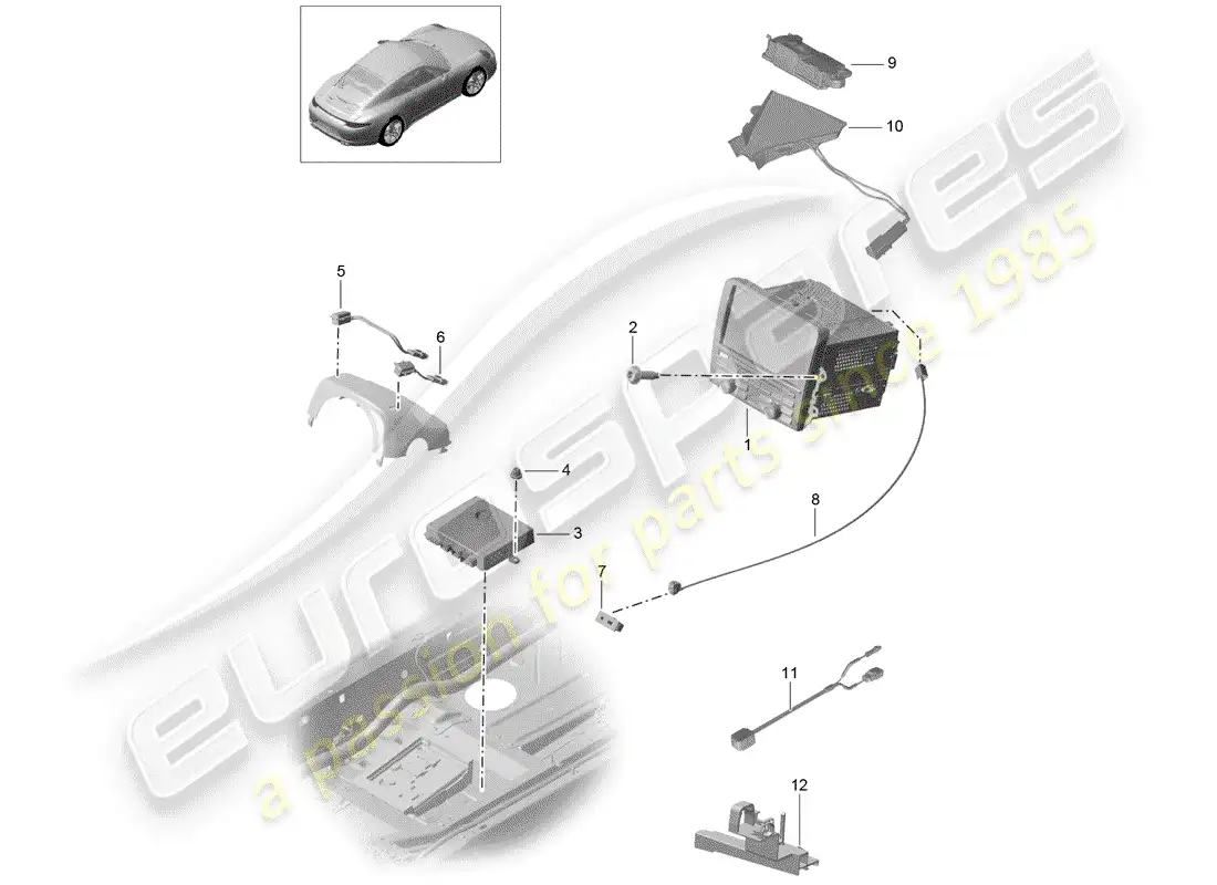 porsche 2012 (991-1) unidad operativa diagrama de piezas