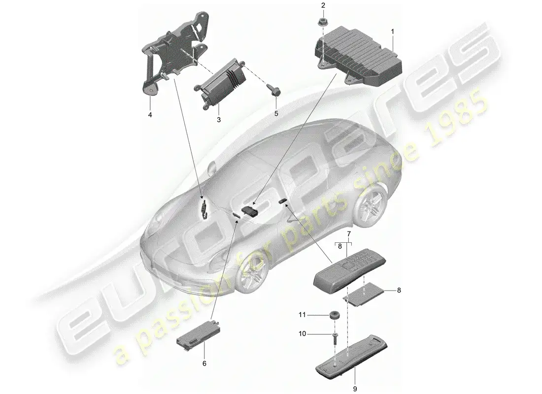 porsche 2012 (991-1) amplificador diagrama de piezas