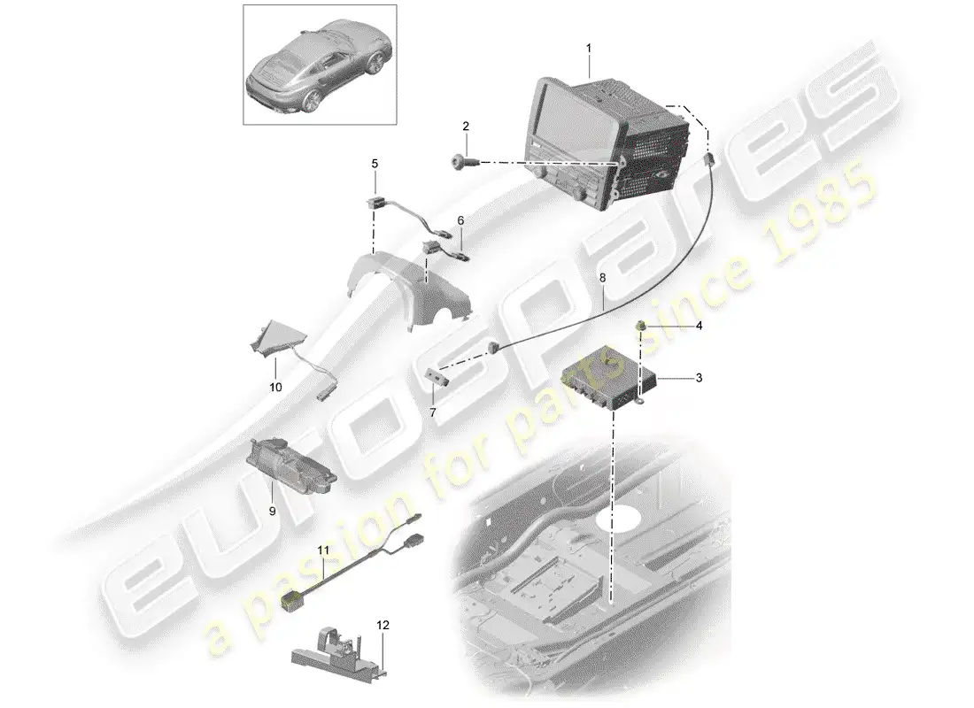 porsche 2015 (991-1 turbo) unidad operativa diagrama de piezas