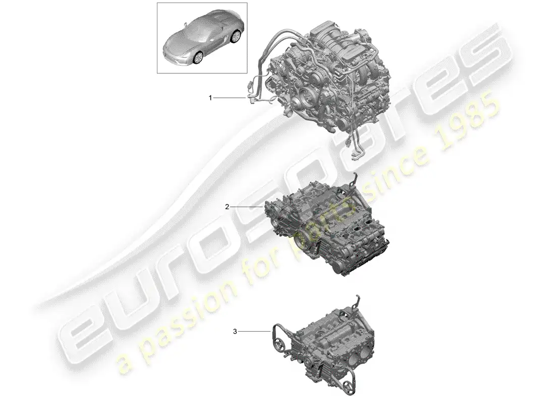 porsche 2016 (981 boxster spyder) motor de repuesto diagrama de piezas