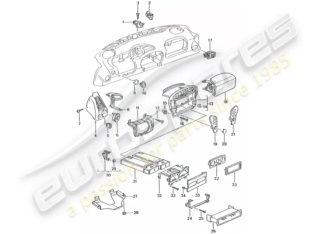 porsche 2002 (986 boxster) accesorios - embellecedor del panel de salpicadero - d >> - mj 2002 diagrama de piezas