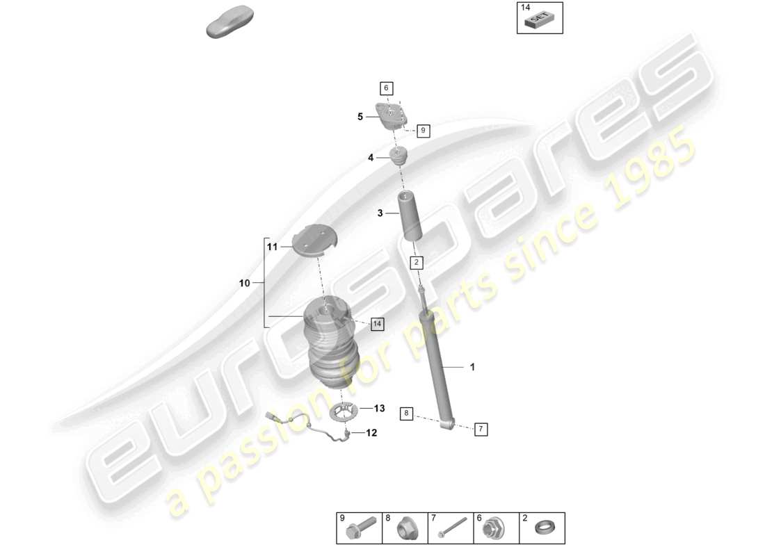 porsche 2023 (taycan 9j1-1) amortiguador de gas diagrama de piezas