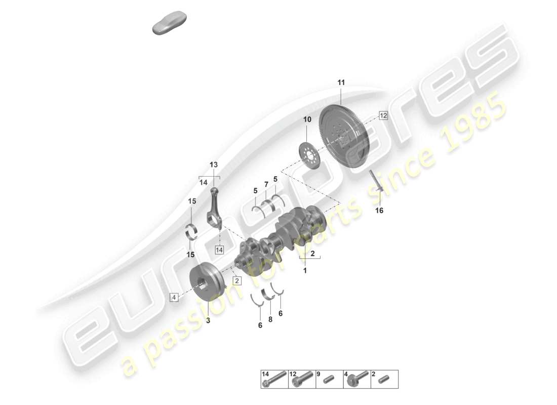 porsche 2025 (panamera 976) diagrama de piezas del disco de embrague y la biela del cigüeñal