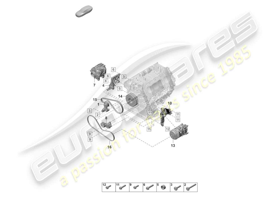 porsche 2022 (panamera 971-2) diagrama de piezas del amortiguador del tensor de correa de correa poli v