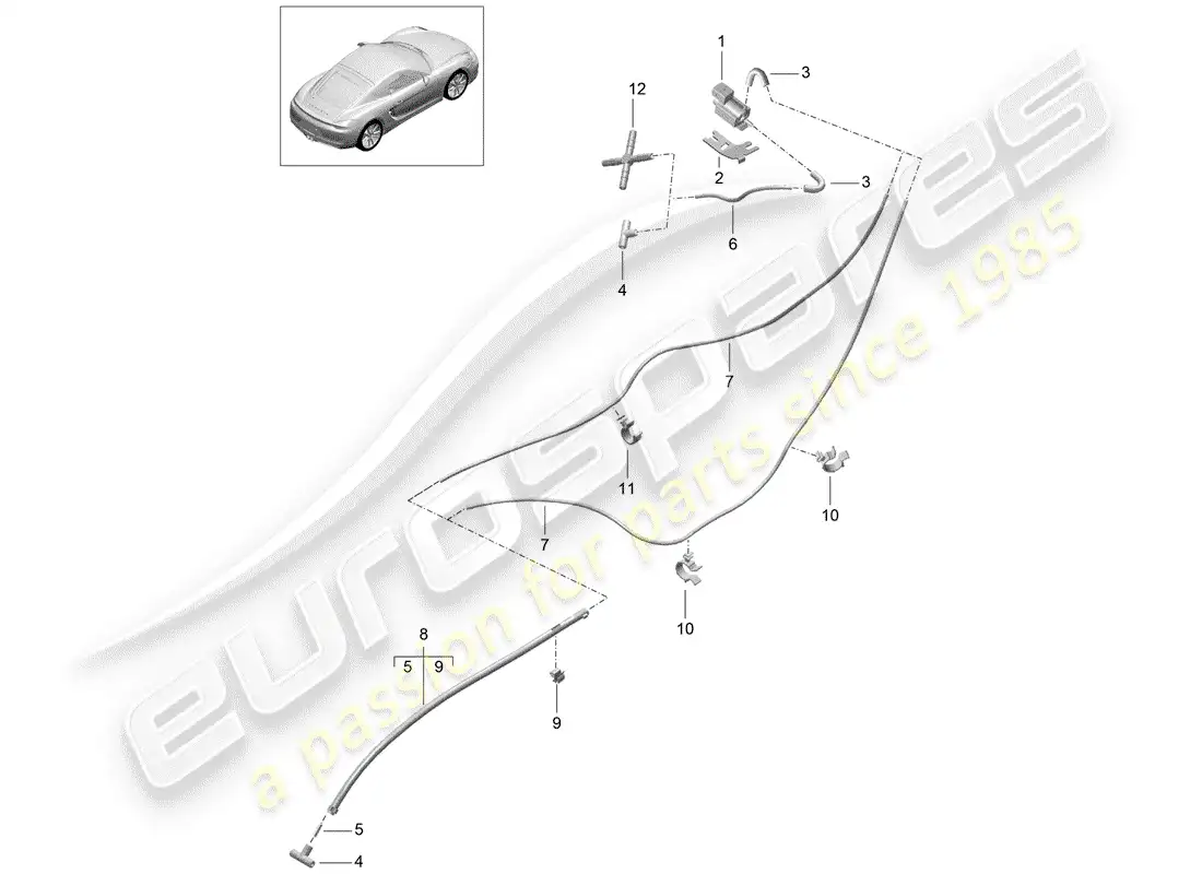 porsche 2014 (981 cayman) sistema de escape diagrama de piezas