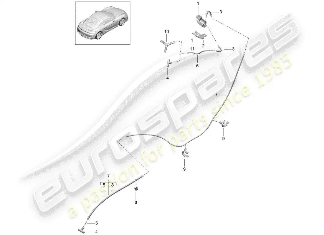 porsche 2016 (981 cayman gt4) sistema de escape diagrama de piezas