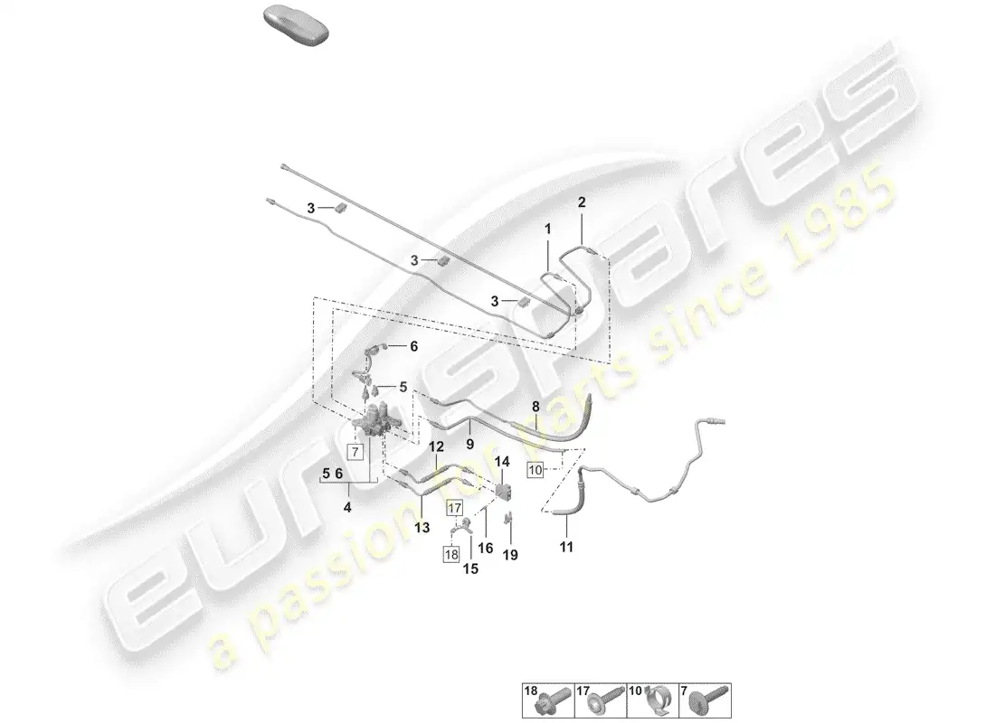 porsche 2019 (992-1) línea hidráulica diagrama de piezas