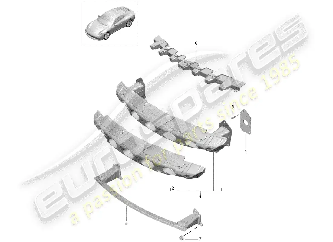 porsche 2020 (991-2) soporte de parachoques diagrama de piezas