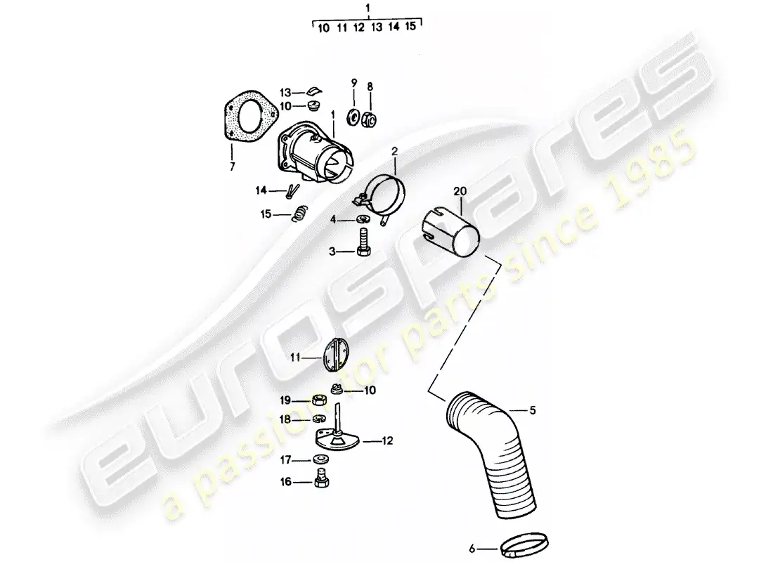 porsche 1980 (911) suministro de aire de calefacción diagrama de piezas