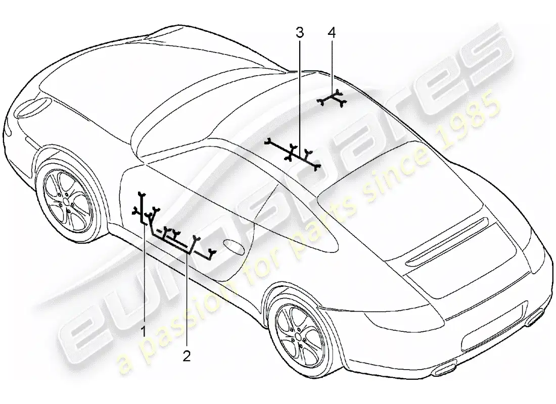 porsche 2007 (997-1) arneses de cableado diagrama de piezas