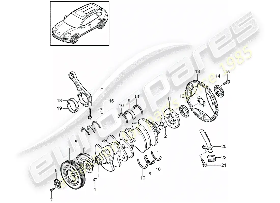 porsche 2013 (cayenne e2 92a) diagrama de piezas del cigüeñal