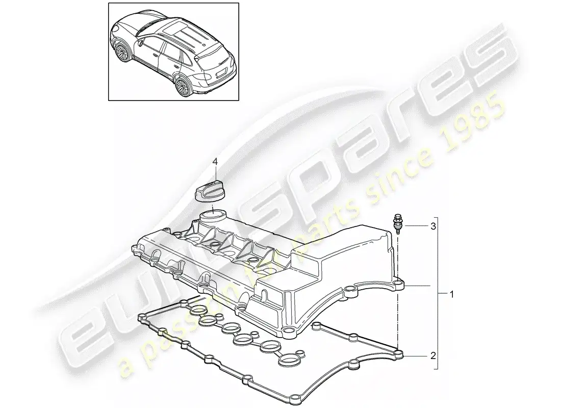 porsche 2013 (cayenne e2 92a) diagrama de piezas de la tapa de válvula