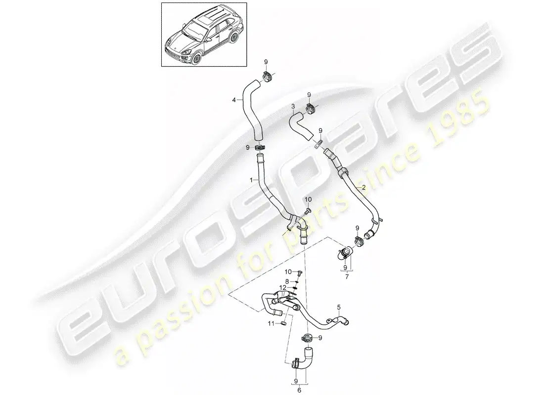 porsche 2013 (cayenne e2 92a) diagrama de piezas del calentador