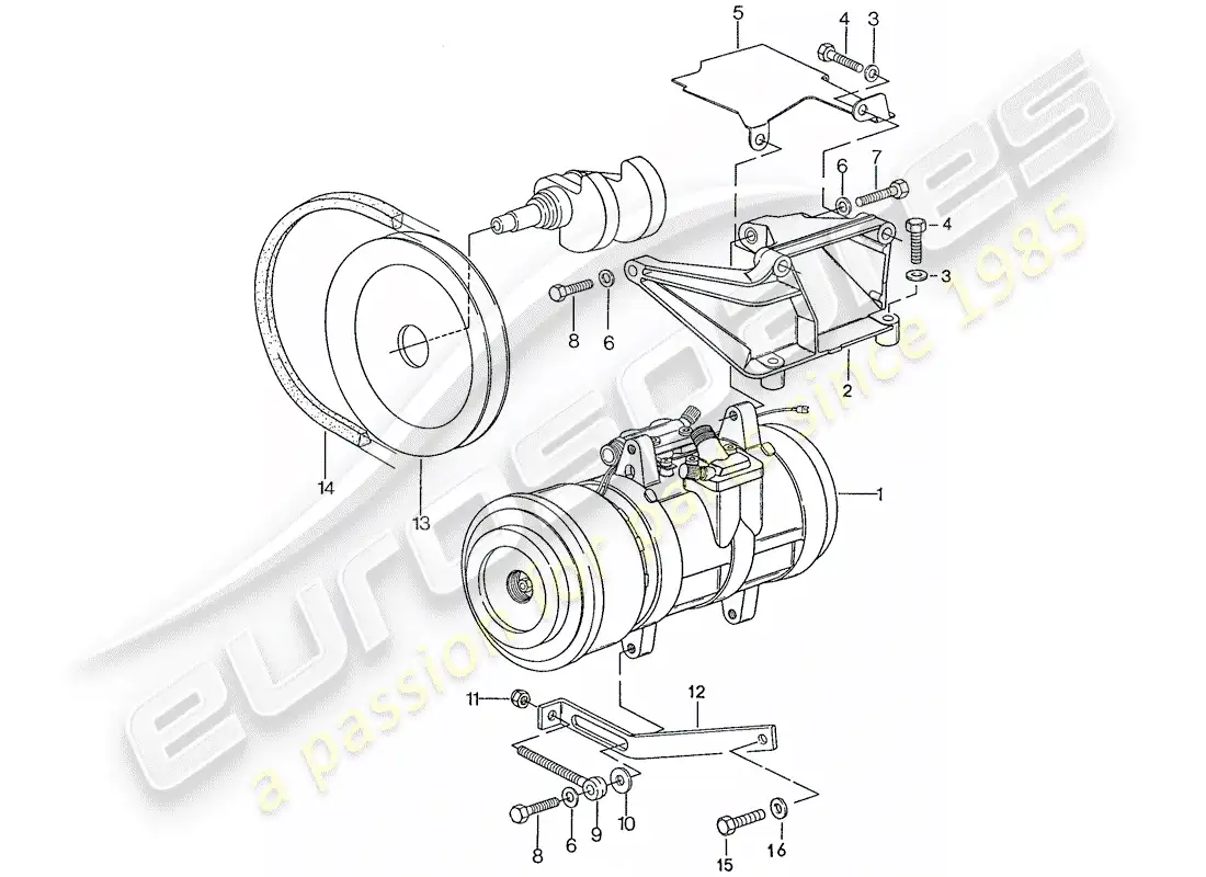 porsche 1990 (928) compresor - montaje diagrama de piezas