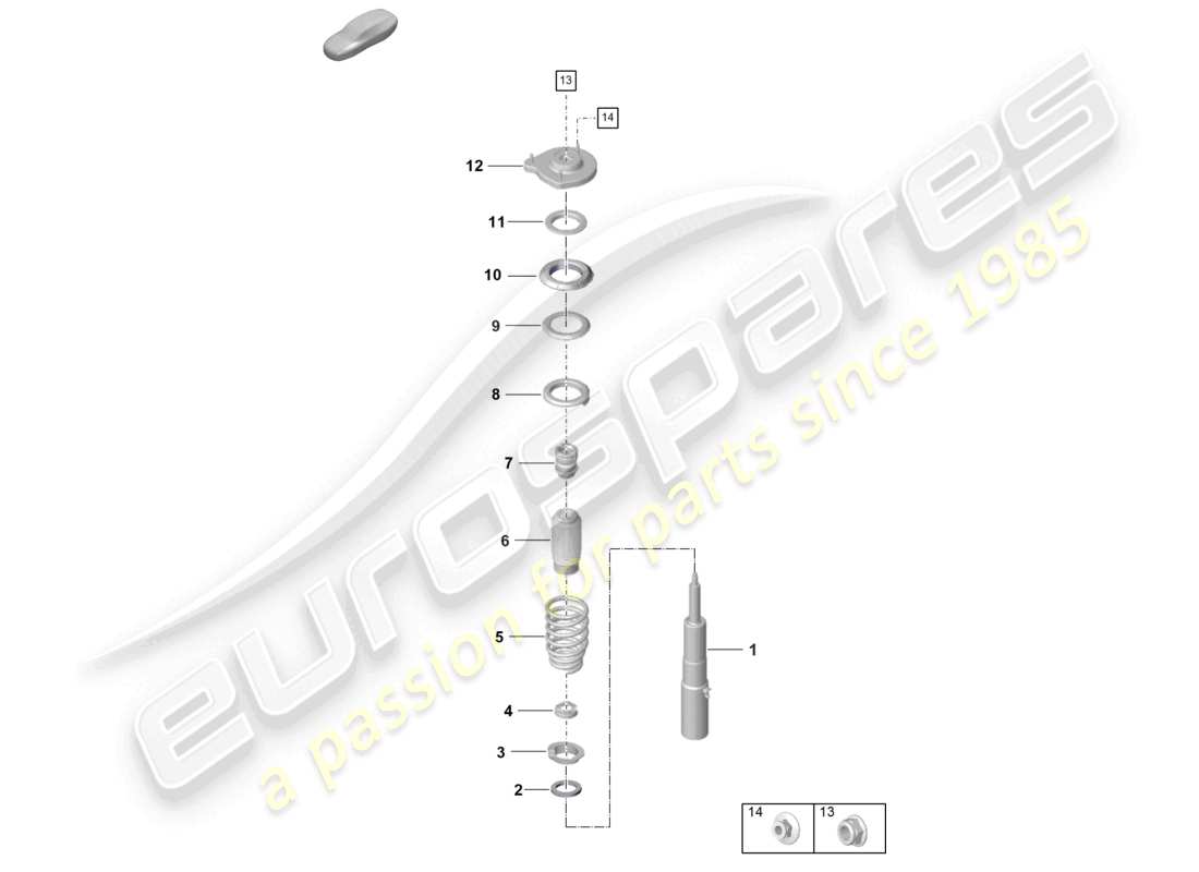 porsche 2026 (992-2 turbo / s) diagrama de piezas de los amortiguadores de suspensión