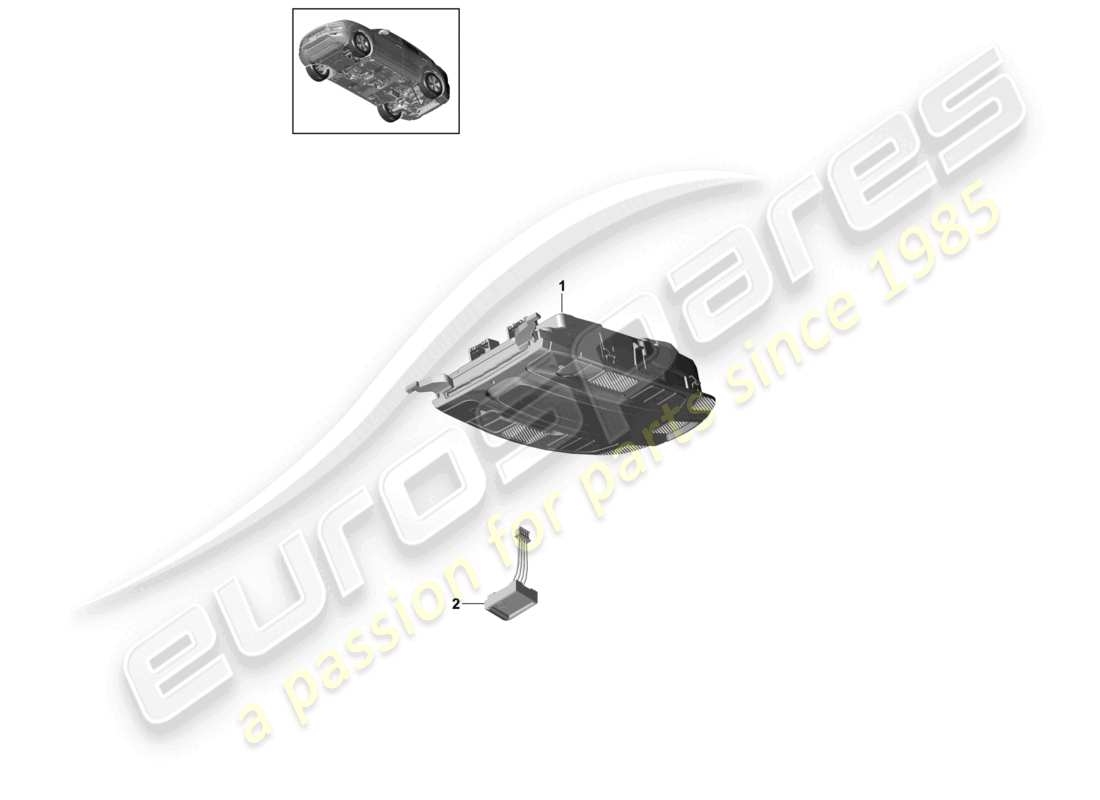 porsche 2024 (cayenne e3 9ya/9yb) consola de techo delantera diagrama de piezas