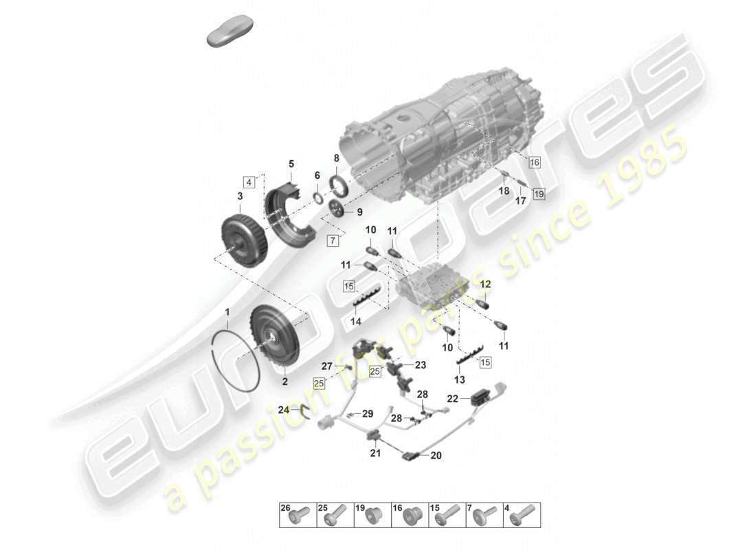 porsche 2022 (panamera 971-2) diagrama de piezas de la caja de cambios