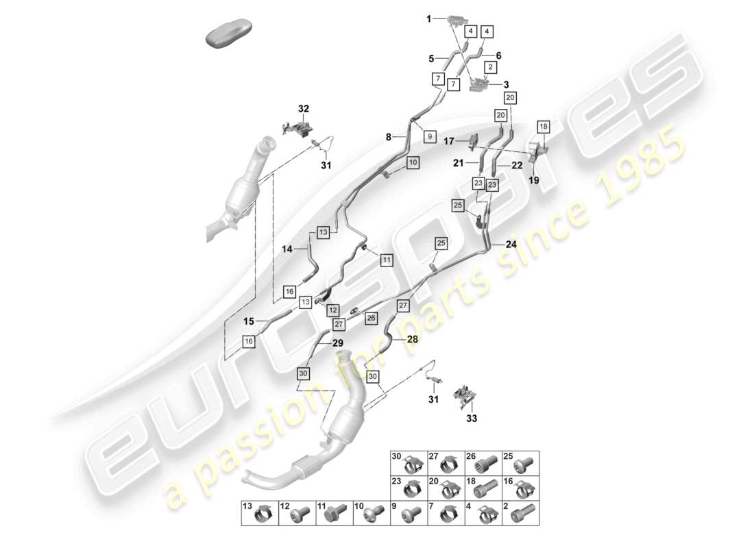 porsche 2022 (panamera 971-2) sistema de escape sistema de tratamiento de gases de escape sensores para vehículos con filtro de partículas de gasolina diagrama de piezas