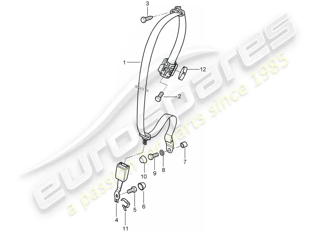 porsche 2007 (997-1) cinturón de seguridad diagrama de piezas