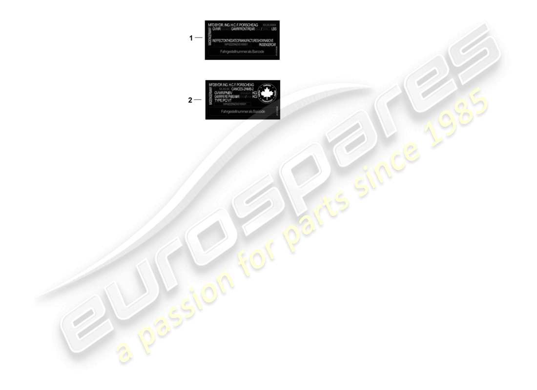 porsche 2024 (panamera 976) etiqueta de datos certificado de seguridad diagrama de piezas