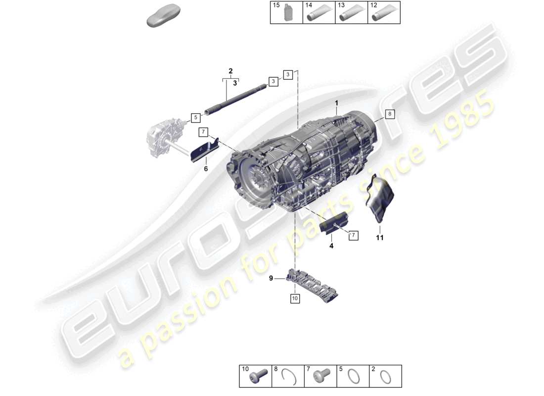 porsche 2024 (panamera 976) 8-speed caja de cambios de doble embrague - pdk - para vehículos con propulsión híbrida diagrama de piezas
