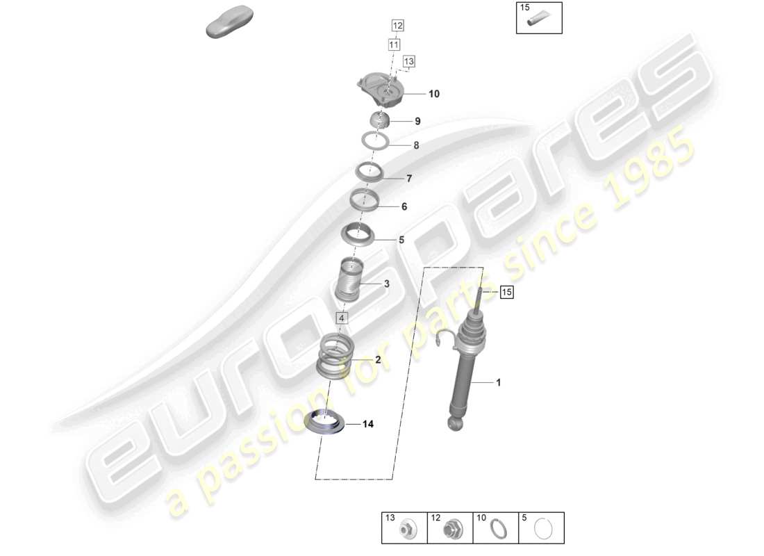 porsche 2021 (992-1 gt3/rs/st) diagrama de piezas de los amortiguadores de suspensión