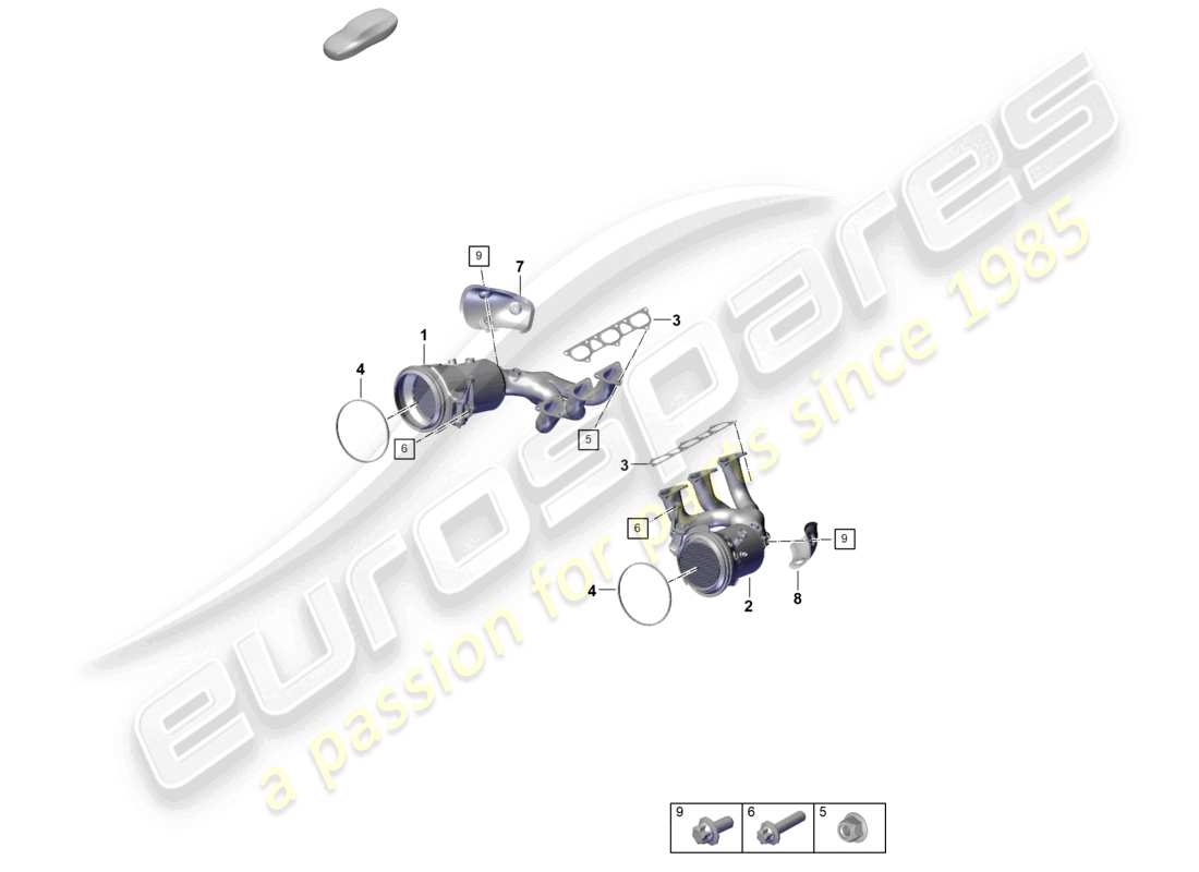 porsche 2025 (992-2 gt3/rs/st) colectores de escape diagrama de piezas