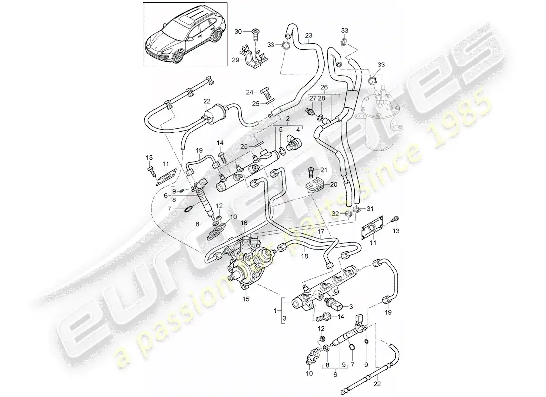 porsche 2012 (cayenne e2 92a) tubo de recogida de combustible diagrama de piezas