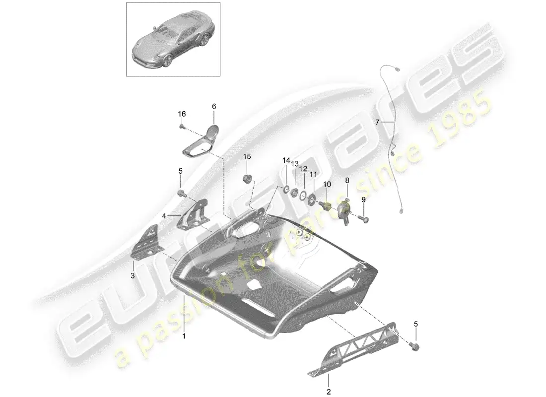 porsche 2016 (991-1 turbo) asiento diagrama de piezas