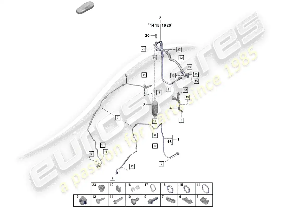 porsche 2019 (718 boxster spyder) aire acondicionado diagrama de piezas
