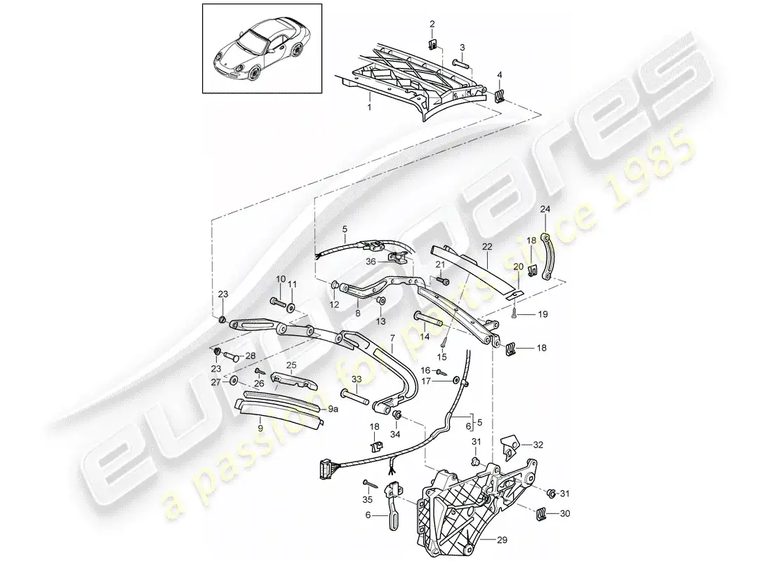 porsche 2011 (997-2) marco superior diagrama de piezas