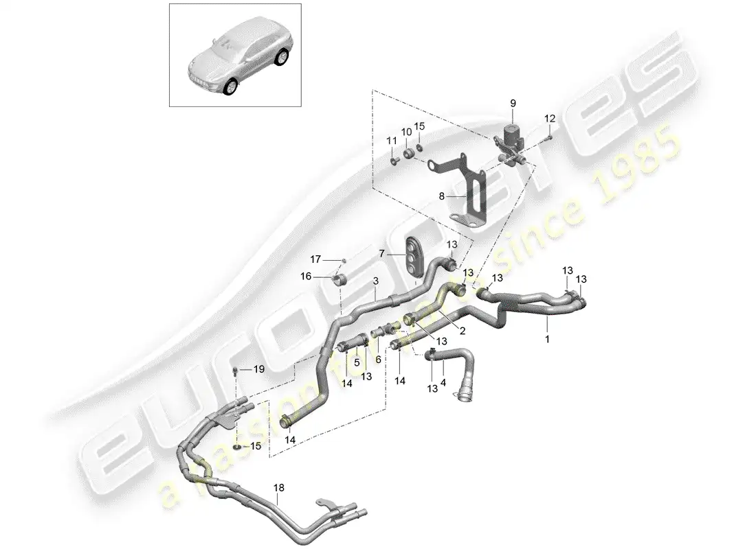 porsche 2018 (macan) diagrama de piezas del calentador